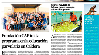 Fundación CAP Inicia programa en la educación parvularia en Caldera- El Mercurio de Atacama