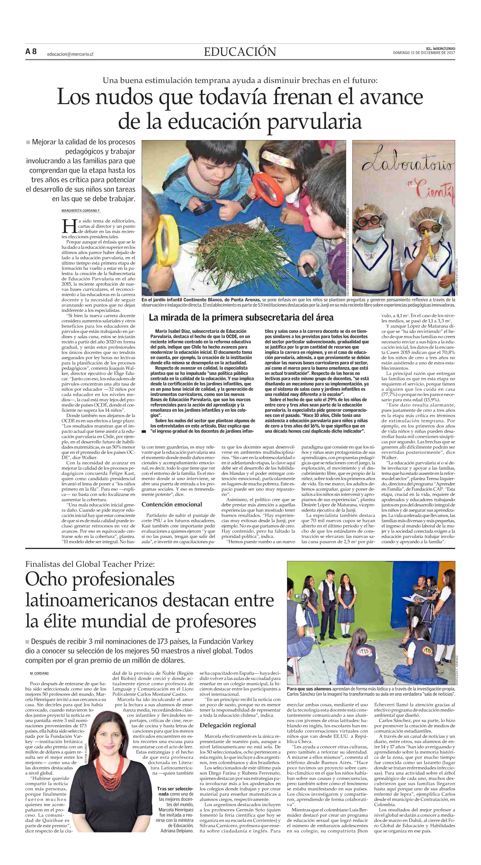 El Mercurio, Educación, domingo 31 de diciembre de 2017